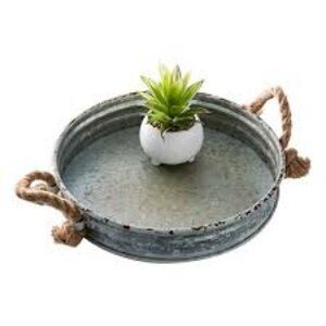 Metal Tray with Rope Handles, New